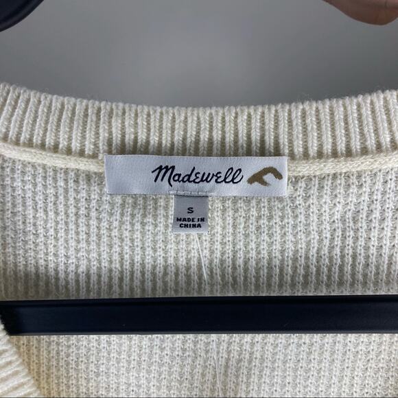 NWT MADEWELL Asherton Waffle Henley Sweater Cream Small - Picture 4 of 5